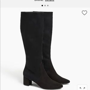 NIB Black J Crew Knee High Faux Suede Heeled Boots Size 12